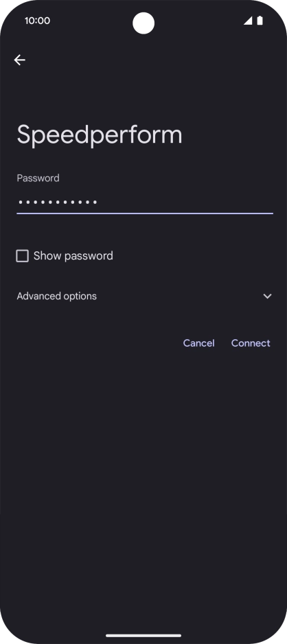 Key in the password for the Wi-Fi network and press Connect.