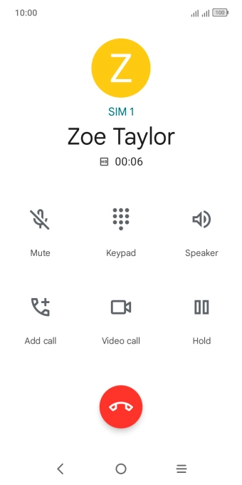 Press the end call icon.