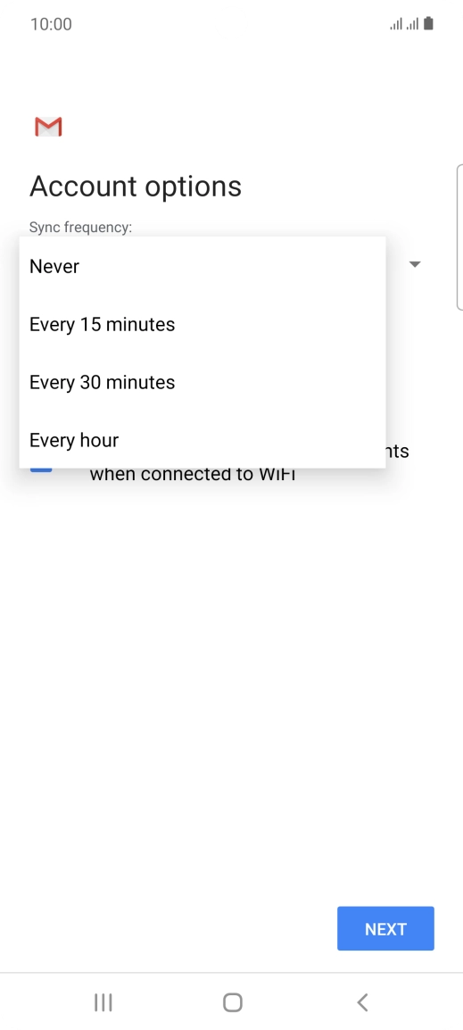 Press the required setting.