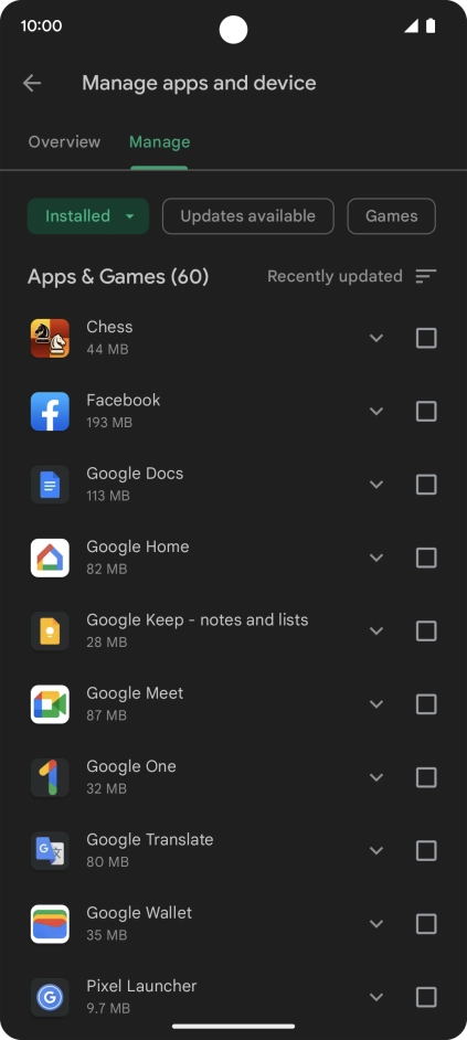 Press the required app.