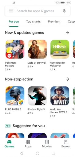 Press the search field.