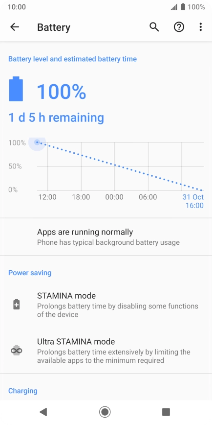 Press the required setting and follow the instructions on the screen to select the required low power mode.