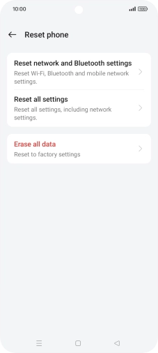 Press Reset network and Bluetooth settings.