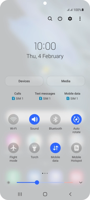 Press the mobile data icon to turn the function on or off.