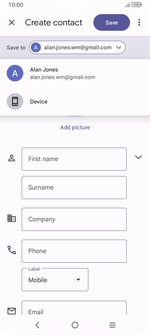 Press the required Google account.