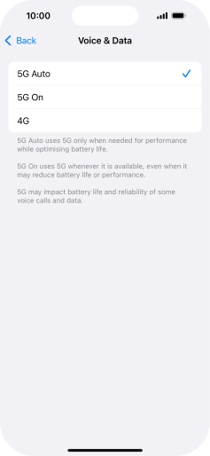 To turn on automatic switch between 5G and 4G, press 5G Auto.