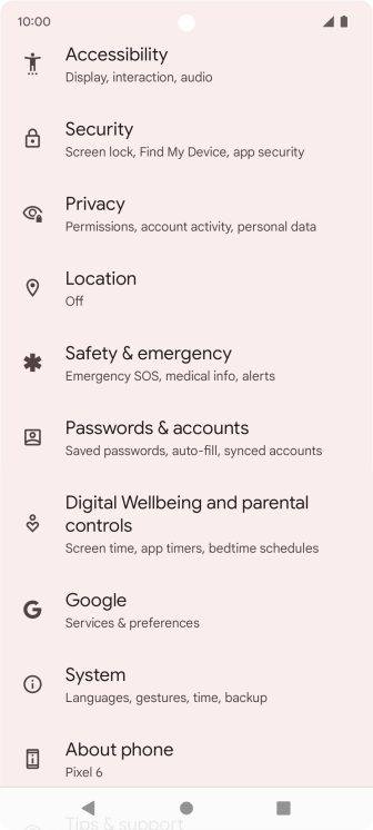 Press Passwords & accounts.