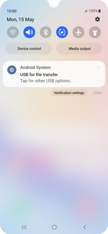 Press Tap for other USB options..