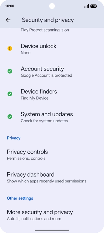 Press Device unlock.