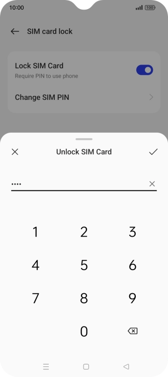 Key in your PIN and press the confirm icon. The default PIN is 1111.