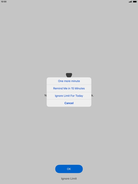 Press the required setting.