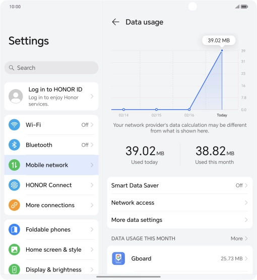 The total data usage is displayed.