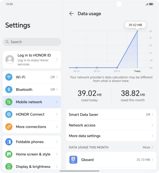 The total data usage is displayed.