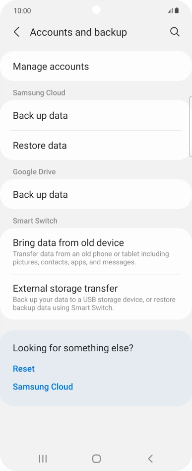 Press Manage accounts.