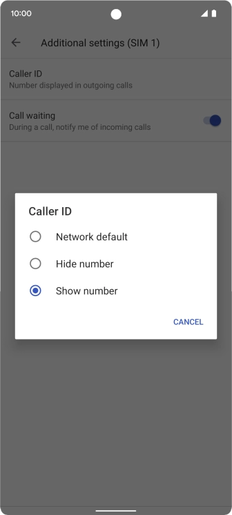 Press Show number to turn on caller identification.
