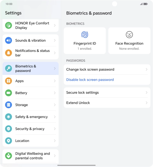 Press Disable lock screen password and key in the additional phone lock code you created earlier.