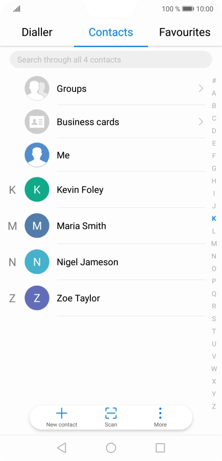 Press the required contact.