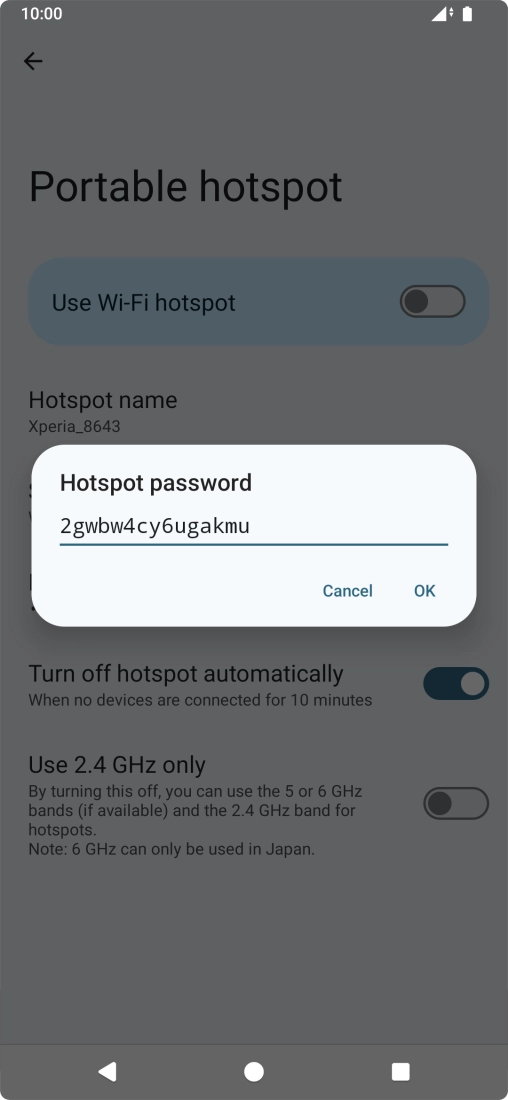 Key in the required password and press OK.