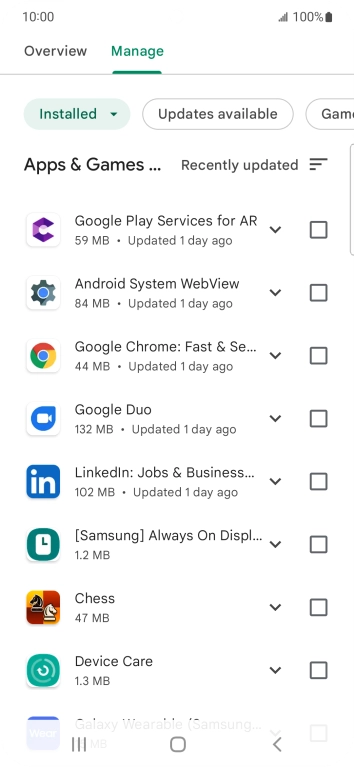 Press the required app.