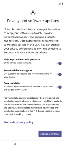 Press the indicators next to the required settings to select them.