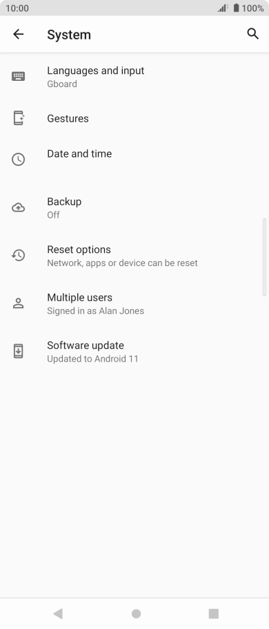 Press Reset options.