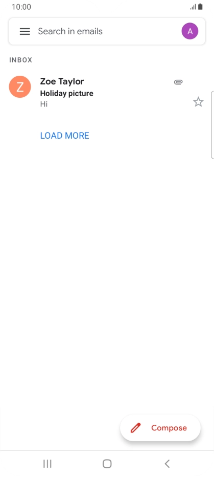 Press the email account icon.