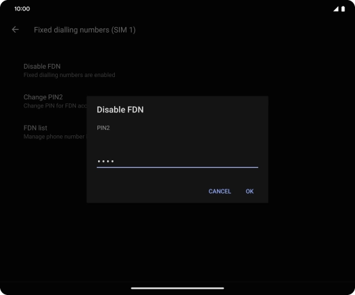 Key in your PIN2 and press OK. The default PIN2 is 0000.