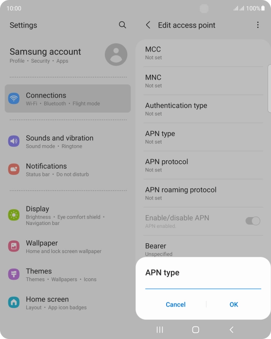 Key in default and press OK.