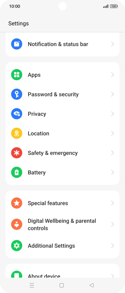 Press Notification & status bar.