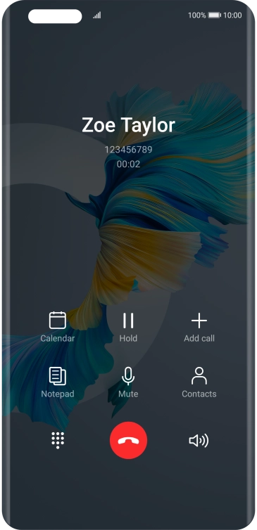 Press the end call icon.