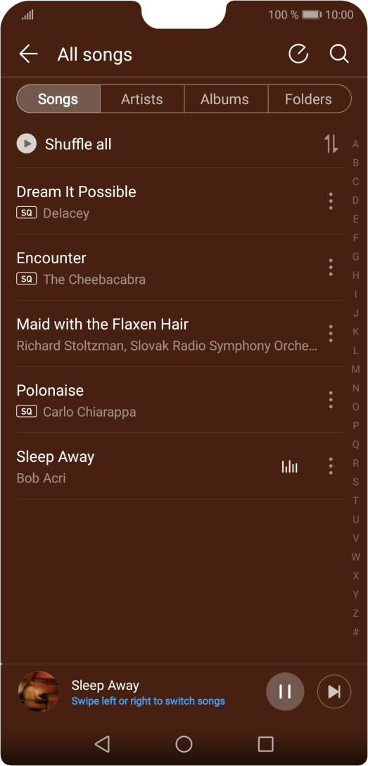 Press the song title at the bottom of the screen.