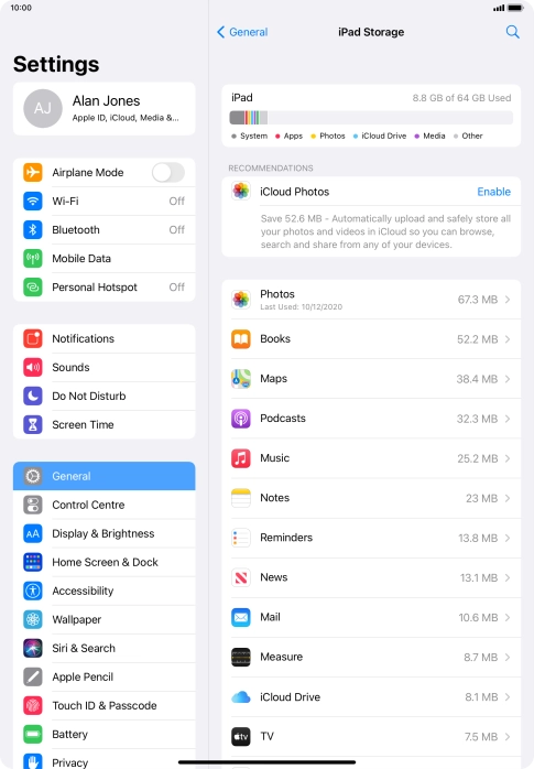 Press the required app.
