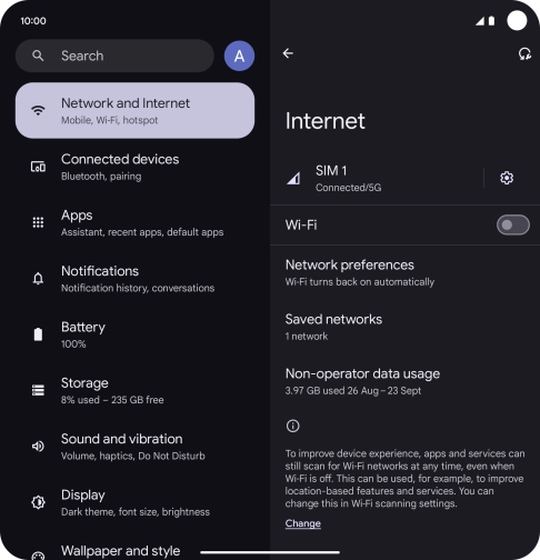 Press the indicator next to 