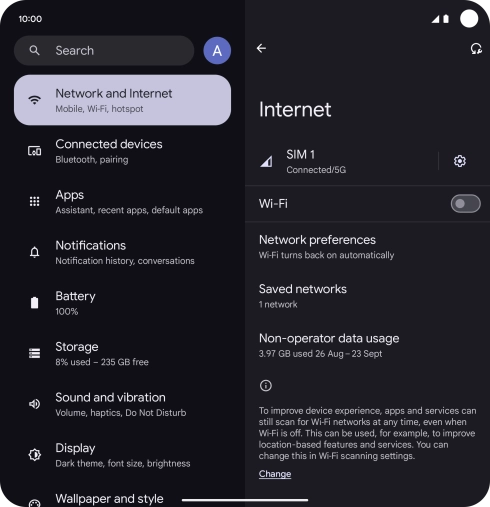 Press the indicator next to 