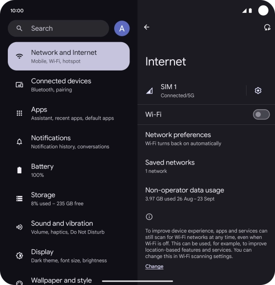 Press the indicator next to 