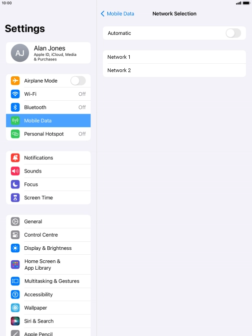 If you turn off the function, press the required network.