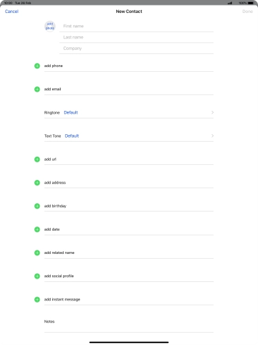 Press First name and key in the first name.