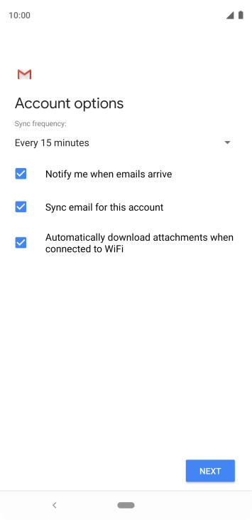 If this screen is displayed, you email account has been recognised and set up automatically. Follow the instructions on the screen to key in more information and finish setting up your phone.