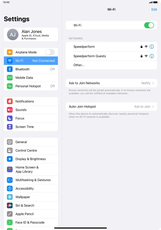 Press the required Wi-Fi network and key in the password for the Wi-Fi network.