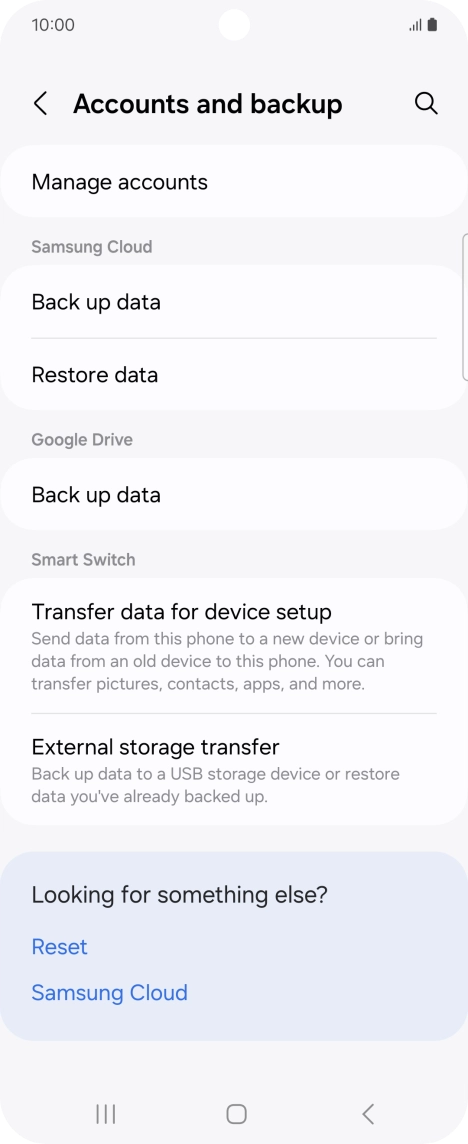 Press Manage accounts.