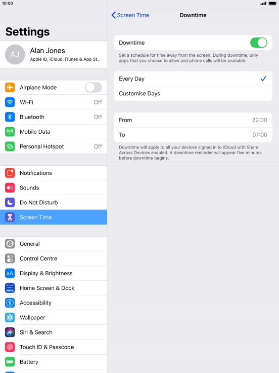 Press the indicator next to 