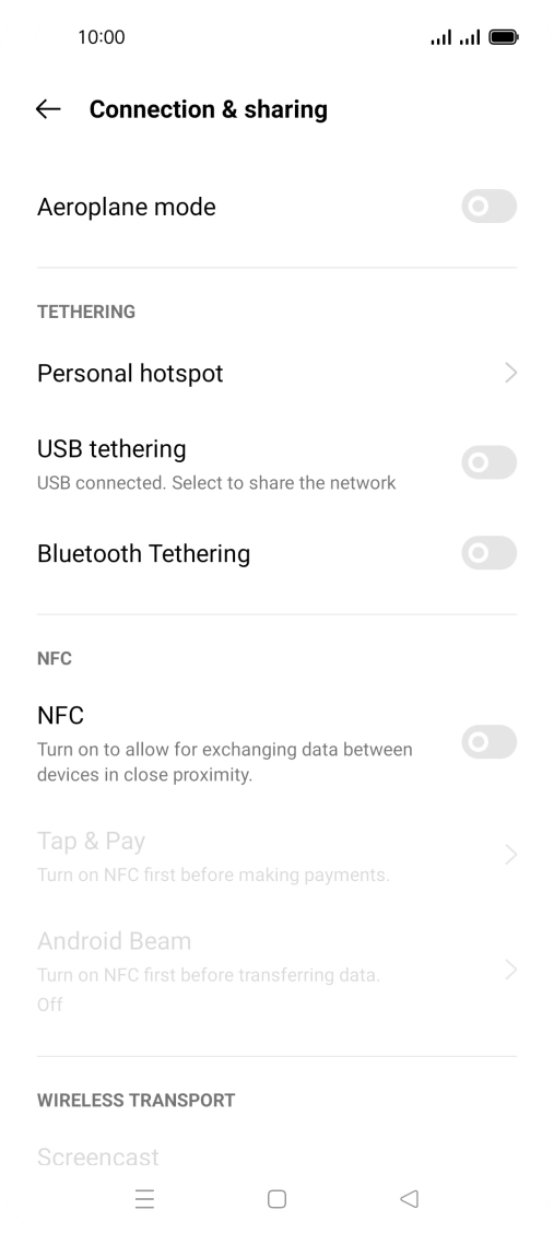 Press Personal hotspot.