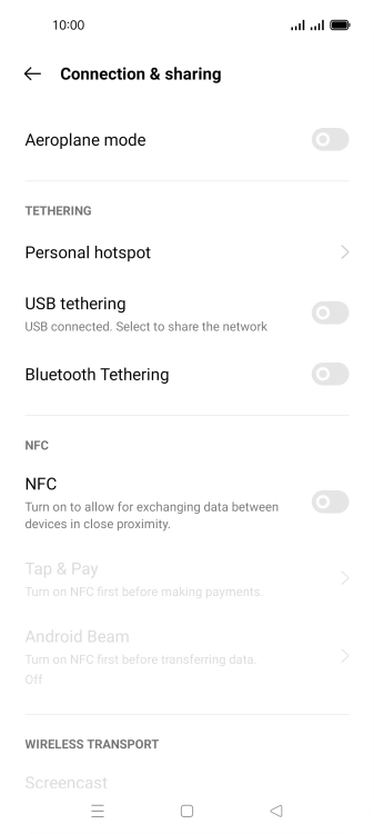 Press Personal hotspot.