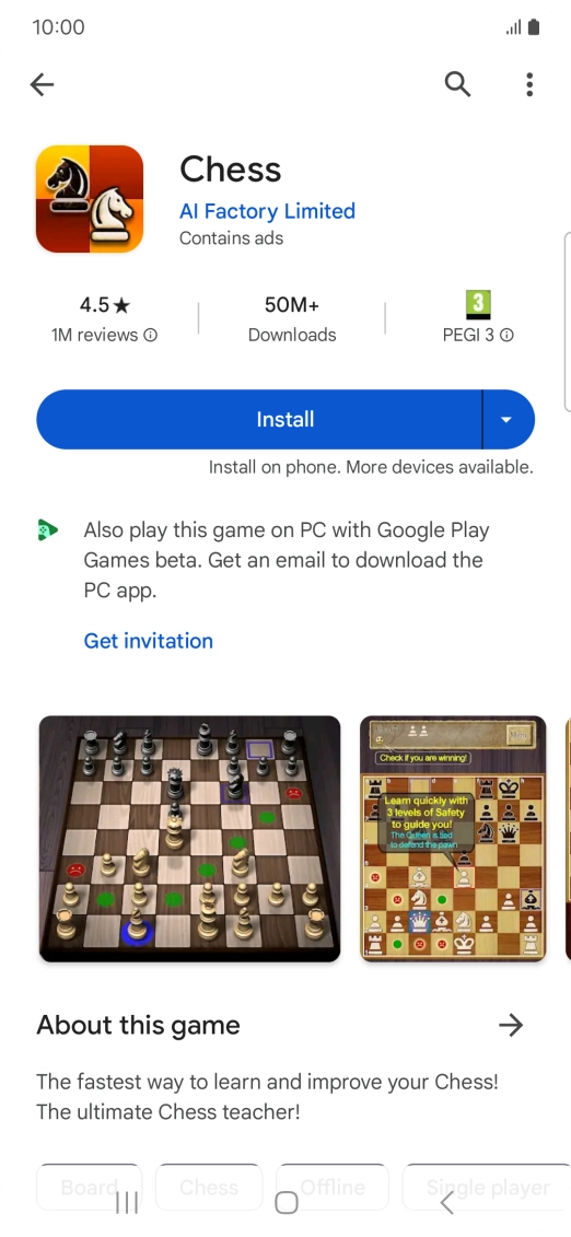 Press Install and follow the instructions on the screen to install the app.