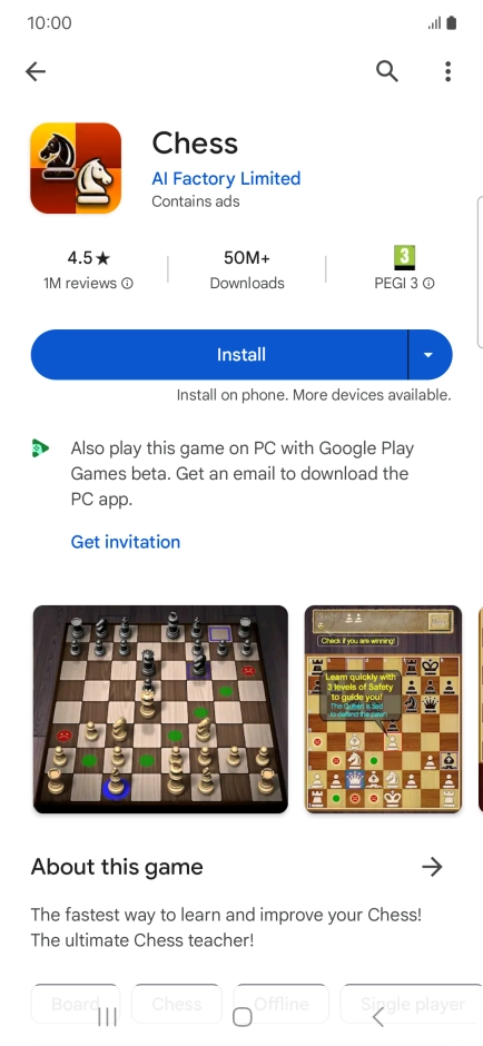 Press Install and follow the instructions on the screen to install the app.
