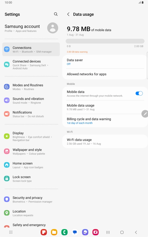 The total data usage is displayed.