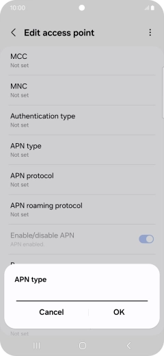 Key in default and press OK.