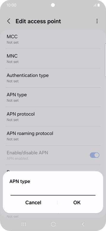 Key in default and press OK.