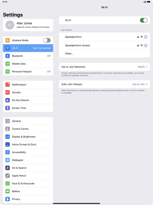 Press the required Wi-Fi network and key in the password for the Wi-Fi network.