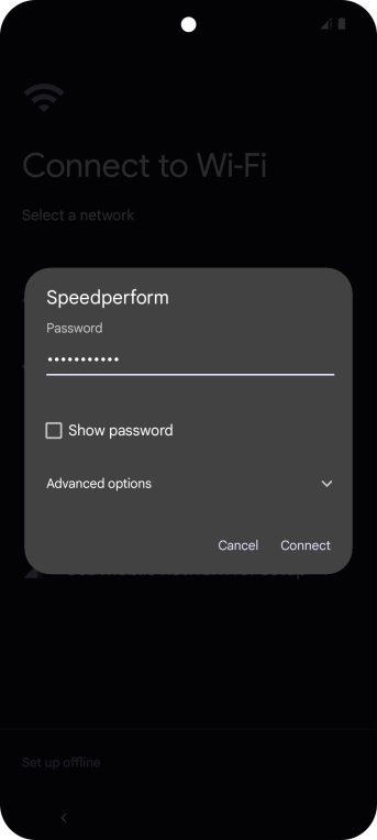 Key in the password for the Wi-Fi network and press Connect.